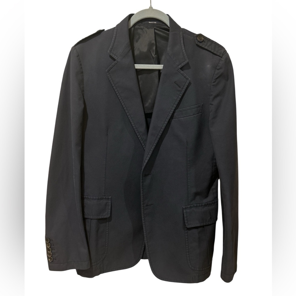 Gucci Made in Italy Cotton Navy Blue Military Style Blazer See pics for size